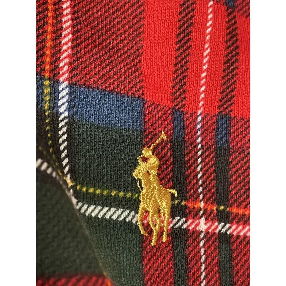 Polo Ralph Lauren Red Green Plaid Sweatshirt Mens Sz M Tartan Buffalo Check Med